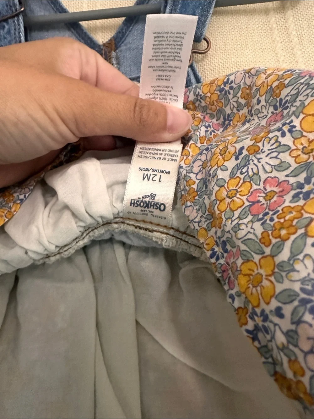 Oshkosh Bgosh 12m 12 month Girls Denim Floral Summer Dress Overalls Spring